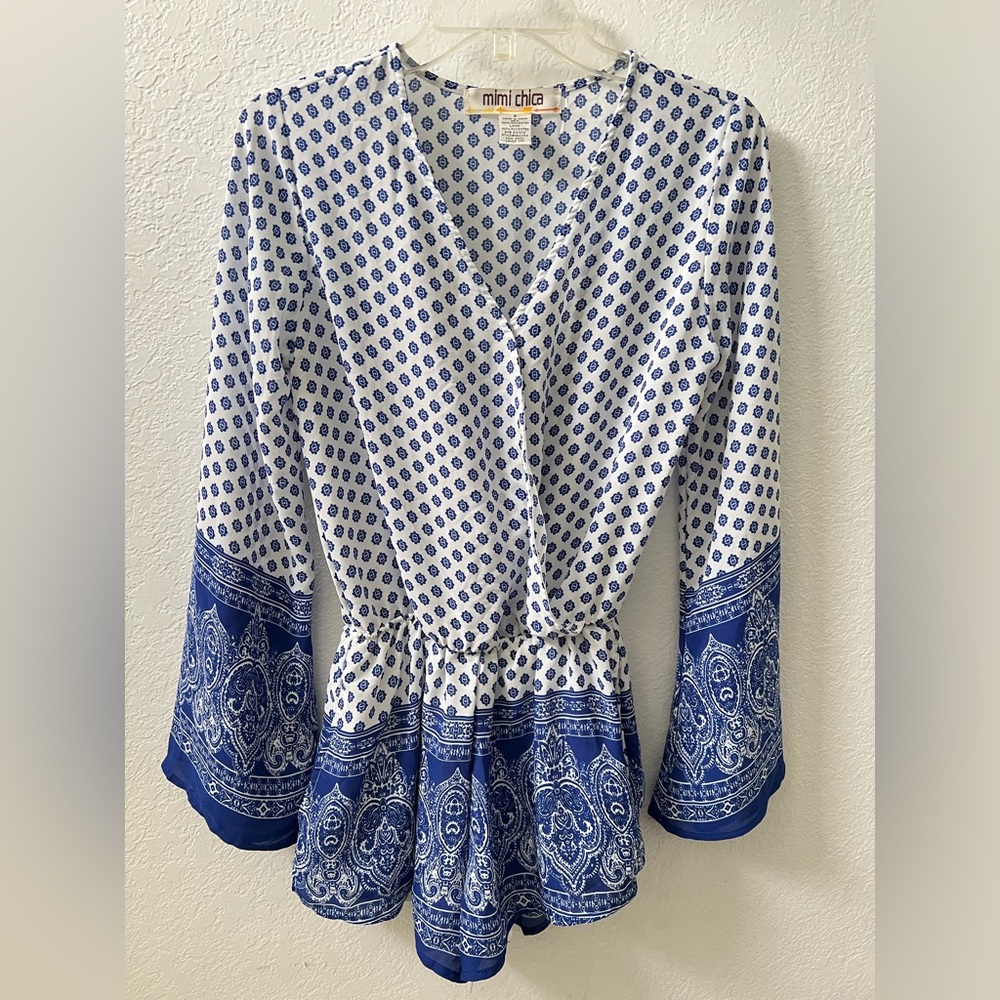 Mimi Chica Romper Porcelain patterned Vintage Boho Style